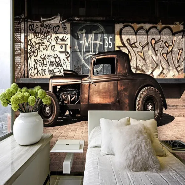 Cool Wallpapers Wall Mural Vintage Wallpaper for Walls Wall Sticker Covering Print Peel and Stick Removable Car Graffiti Canvas Home Décor