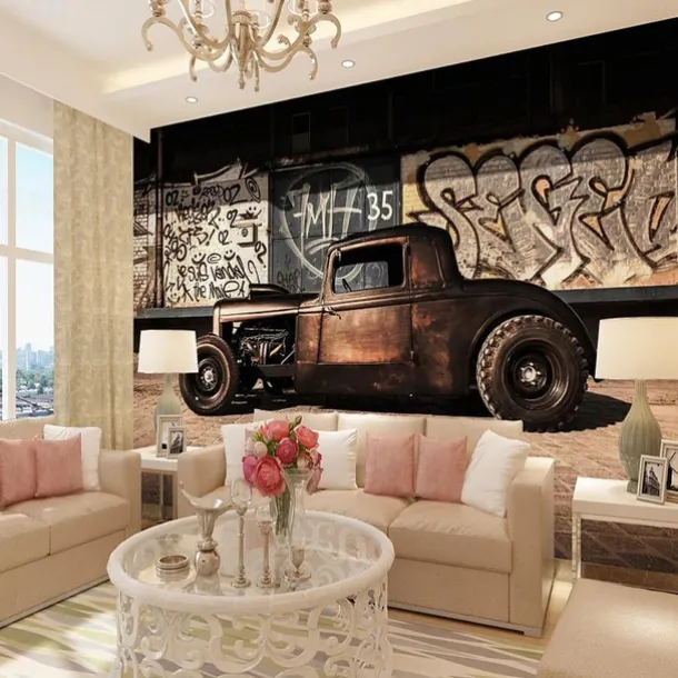 Cool Wallpapers Wall Mural Vintage Wallpaper for Walls Wall Sticker Covering Print Peel and Stick Removable Car Graffiti Canvas Home Décor