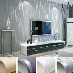 Cool Wallpapers Wall Mural Solid Color White Grey Gold Wallpaper Removable Background Wallpaper Non Woven for Home Decoration Waterproof Material Home Decor 53*950cm