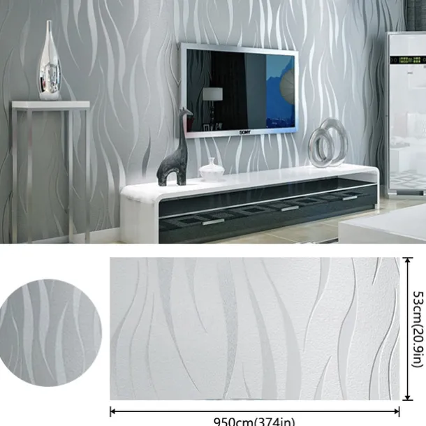 Cool Wallpapers Wall Mural Solid Color White Grey Gold Wallpaper Removable Background Wallpaper Non Woven for Home Decoration Waterproof Material Home Decor 53*950cm