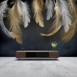 Cool Wallpapers Wall Mural Beautiful Wallpaper Wall Sticker Covering Print Peel and Stick Self Adhesive Black Feather PVC / Vinyl Home Decor