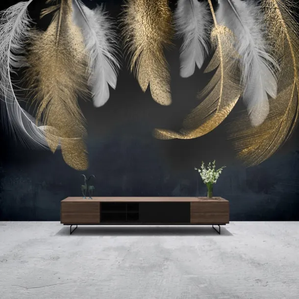 Cool Wallpapers Wall Mural Beautiful Wallpaper Wall Sticker Covering Print Peel and Stick Self Adhesive Black Feather PVC / Vinyl Home Decor