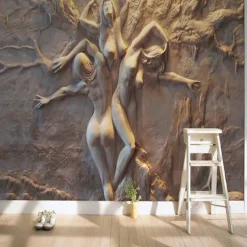 Cool Wallpapers Wall Mural 3D White Wallpaper Wall Sticker Covering Print Print Peel and Stick Removable 3D Relief Effect Woman Canvas Home Décor