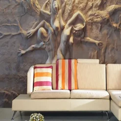 Cool Wallpapers Wall Mural 3D White Wallpaper Wall Sticker Covering Print Print Peel and Stick Removable 3D Relief Effect Woman Canvas Home Décor