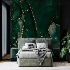 Cool Wallpapers Wall Mural Abstract Marble Green Wall Covering Sticker Peel and Stick Removable PVC/Vinyl Material Self Adhesive/Adhesive Required Wall Decor for Living Room Kitchen Bathroom