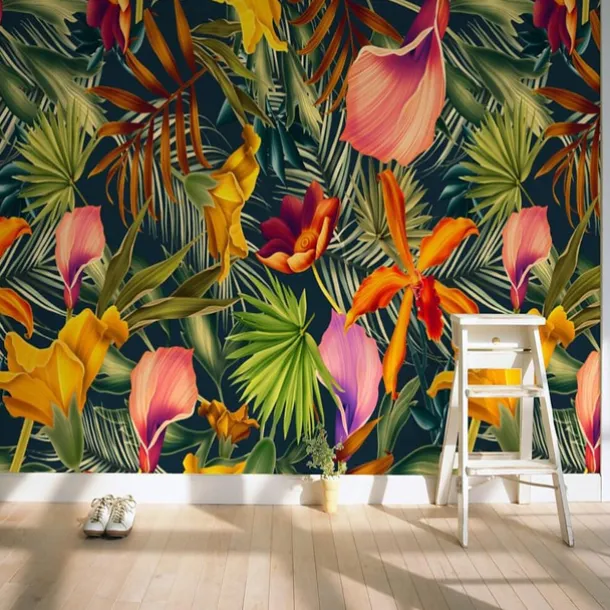 Cool Wallpapers Wall Mural Nature Wallpaper Wall Sticker Covering Print Tropical Palm Flower Leaf Canvas Home Décor Peel and Stick Removable