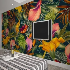Cool Wallpapers Wall Mural Nature Wallpaper Wall Sticker Covering Print Tropical Palm Flower Leaf Canvas Home Décor Peel and Stick Removable