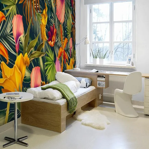 Cool Wallpapers Wall Mural Nature Wallpaper Wall Sticker Covering Print Tropical Palm Flower Leaf Canvas Home Décor Peel and Stick Removable