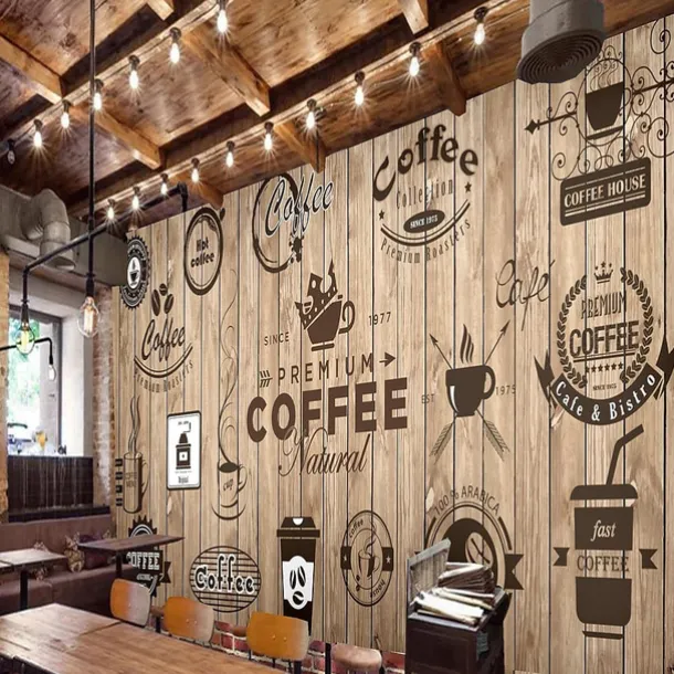 Cool Wallpapers Wall Mural Vintage Wallpaper Wall Sticker Covering Print Peel and Stick Removable Coffee Cafe Graffiti Canvas Home Décor