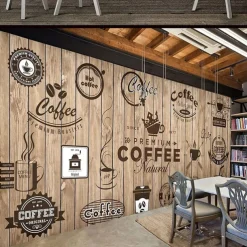 Cool Wallpapers Wall Mural Vintage Wallpaper Wall Sticker Covering Print Peel and Stick Removable Coffee Cafe Graffiti Canvas Home Décor