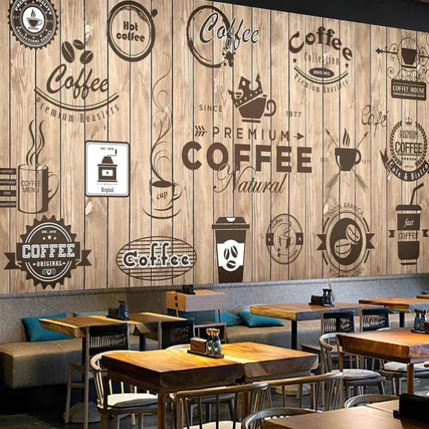 Cool Wallpapers Wall Mural Vintage Wallpaper Wall Sticker Covering Print Peel and Stick Removable Coffee Cafe Graffiti Canvas Home Décor