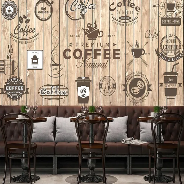 Cool Wallpapers Wall Mural Vintage Wallpaper Wall Sticker Covering Print Peel and Stick Removable Coffee Cafe Graffiti Canvas Home Décor