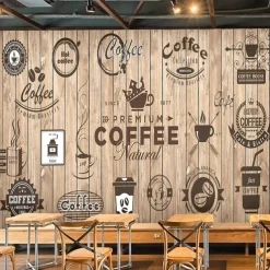 Cool Wallpapers Wall Mural Vintage Wallpaper Wall Sticker Covering Print Peel and Stick Removable Coffee Cafe Graffiti Canvas Home Décor