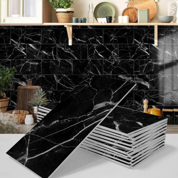 Cool Wallpapers Wall Mural 16pcs Marble Patterned Wallpaper, Waterproof Peel And Stick Wall Covering Sticker Film Home Deco, 4''x8''