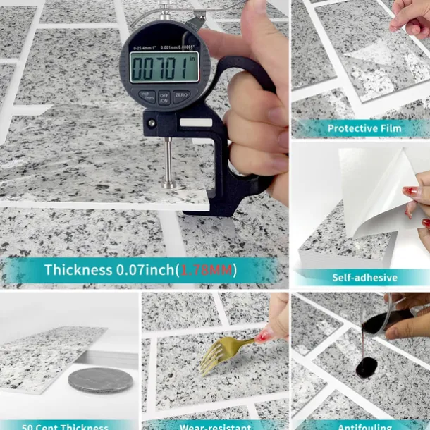 Cool Wallpapers Wall Mural 16pcs Marble Patterned Wallpaper, Waterproof Peel And Stick Wall Covering Sticker Film Home Deco, 4''x8''