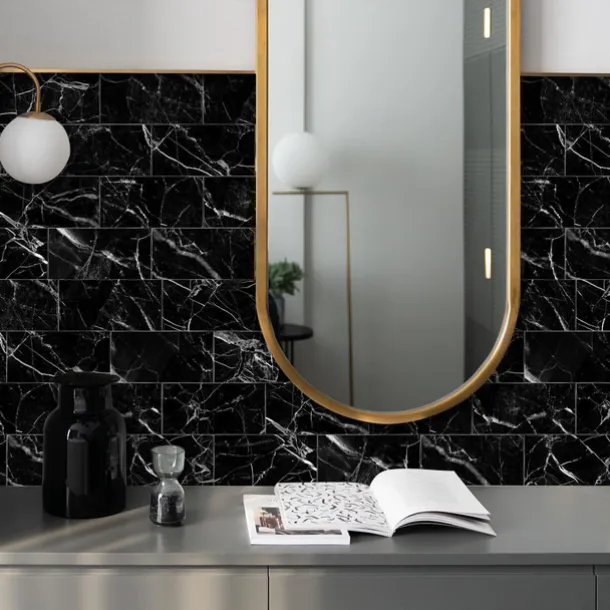 Cool Wallpapers Wall Mural 16pcs Marble Patterned Wallpaper, Waterproof Peel And Stick Wall Covering Sticker Film Home Deco, 4''x8''