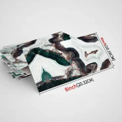 Cool Wallpapers Wall Mural 16pcs Marble Patterned Wallpaper, Waterproof Peel And Stick Wall Covering Sticker Film Home Deco, 4''x8''