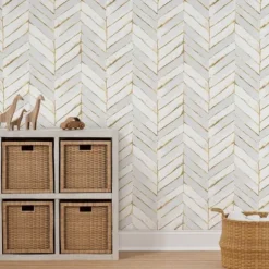 Cool Wallpapers Wall Mural Geometric Wallpaper Minimalist Herringbone Black White Peel and Stick Wallpaper Removable Pvc/Vinyl Self Adhesive 17.7