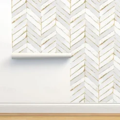 Cool Wallpapers Wall Mural Geometric Wallpaper Minimalist Herringbone Black White Peel and Stick Wallpaper Removable Pvc/Vinyl Self Adhesive 17.7