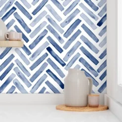 Cool Wallpapers Wall Mural Geometric Wallpaper Minimalist Herringbone Black White Peel and Stick Wallpaper Removable Pvc/Vinyl Self Adhesive 17.7