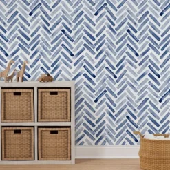 Cool Wallpapers Wall Mural Geometric Wallpaper Minimalist Herringbone Black White Peel and Stick Wallpaper Removable Pvc/Vinyl Self Adhesive 17.7