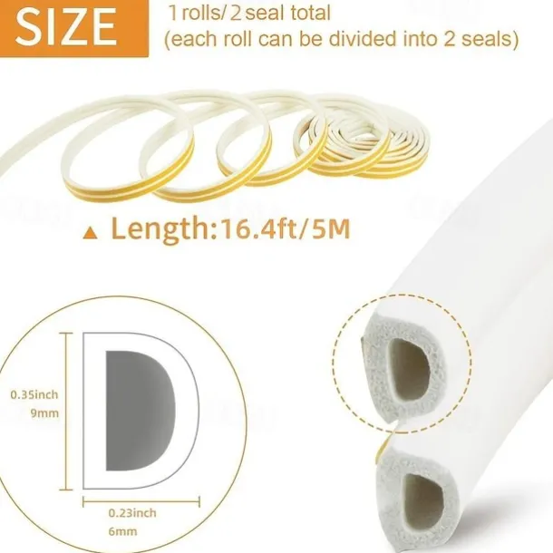 Cool Wallpapers Wall Mural 5 Meters Door And Window Sealing Strip Self-adhesive Door Bottom Anti-theft Door Soundproof Window Paste Anti-collision And Windproof Adhesive Strip Suitable For Gap 9x6mm