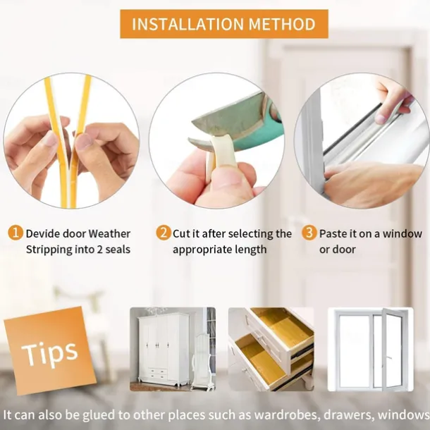 Cool Wallpapers Wall Mural 5 Meters Door And Window Sealing Strip Self-adhesive Door Bottom Anti-theft Door Soundproof Window Paste Anti-collision And Windproof Adhesive Strip Suitable For Gap 9x6mm
