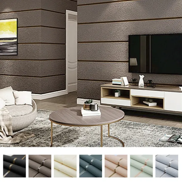 Cool Wallpapers Wall Mural Modern 3D Thick Non-woven Imitation Deerskin Velvet Wallpaper Roll Non-self-adhesive Vertical Striped for Bedroom Living Room TV Background 1.73'(0.53m) x 32.8'(10m)