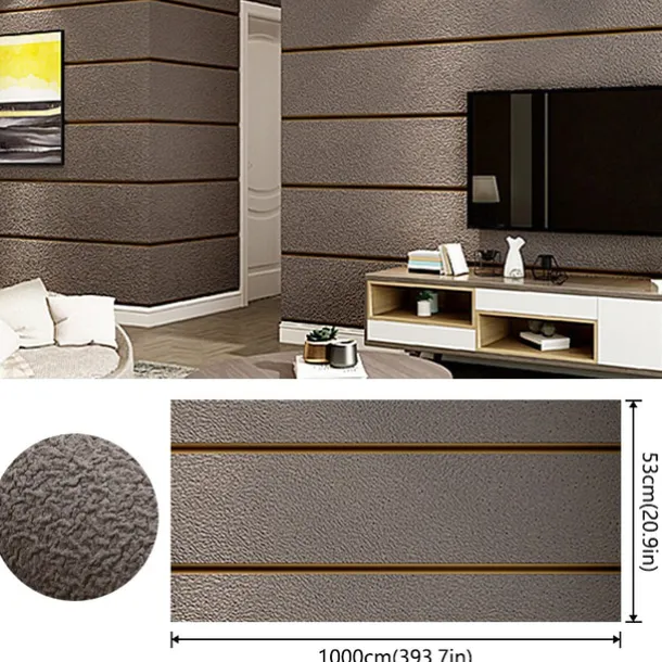 Cool Wallpapers Wall Mural Modern 3D Thick Non-woven Imitation Deerskin Velvet Wallpaper Roll Non-self-adhesive Vertical Striped for Bedroom Living Room TV Background 1.73'(0.53m) x 32.8'(10m)