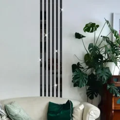 Cool Wallpapers Wall Mural 1pc Wallpaper Border Silver Striped Mirror Stickers - Self Adhesive Wall Decals for Bedroom Decoration (5x20cm/2''x8'')