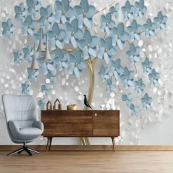 Cool Wallpapers Wall Mural Flower Wallpaper Wall Sticker Covering Print Adhesive Required Forest 3D Effect Floral Flower Canvas Home Décor