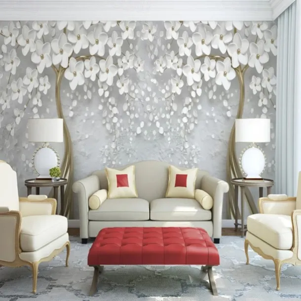 Cool Wallpapers Wall Mural Flower Wallpaper Wall Sticker Covering Print Adhesive Required Forest 3D Effect Floral Flower Canvas Home Décor