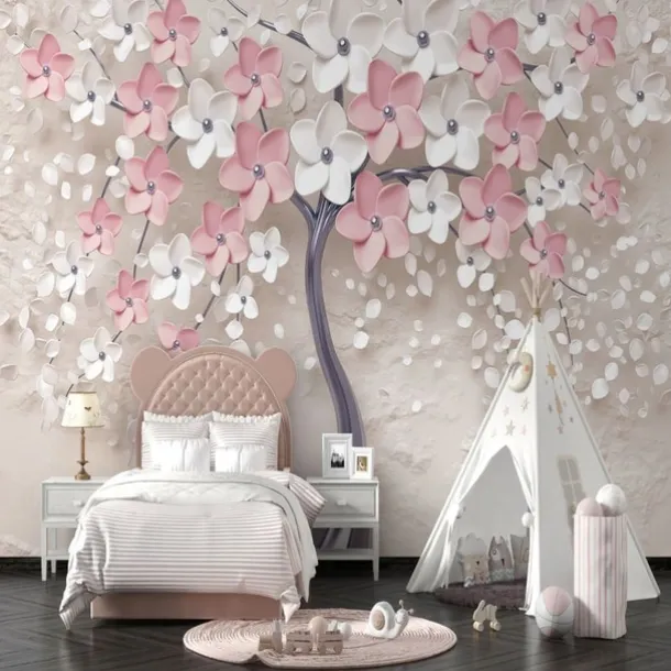 Cool Wallpapers Wall Mural Flower Wallpaper Wall Sticker Covering Print Adhesive Required Forest 3D Effect Floral Flower Canvas Home Décor