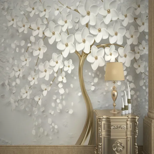 Cool Wallpapers Wall Mural Flower Wallpaper Wall Sticker Covering Print Adhesive Required Forest 3D Effect Floral Flower Canvas Home Décor