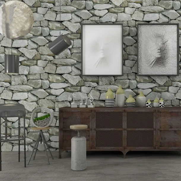 Cool Wallpapers Wall Mural Brick Wallpaper Brown 3D Rock Stone Wall Covering Adhesive Required PVC Home Décor 1000*53 cm