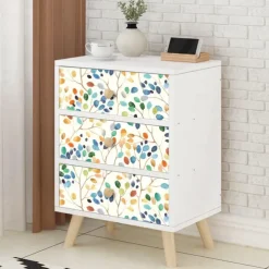 Cool Wallpapers Wallpaper Aesthetic Wall Mural Floral Peel and Stick Wallpaper Colorful Forest Beige/Orange/Blue Removable Contactpaper for Nursery Decorations 17.7in x 118in