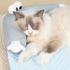 Cooling Dog Bed Pet Cooling Mat with Pillow, Ice Silk Cooling Dog Blanket, Self Cooling Pad for Cat,Dog, Washable Summer Pet Mat for Kennel, Crates, Sofa, Floor