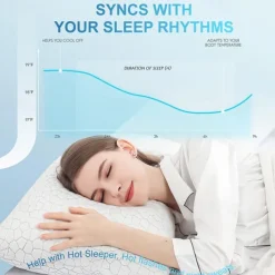Cooling Pillows for Sleeping Shredded Memory Foam Bed Pillows Queen Size Gel Pillow for Hot Sleepers Cool Pillow for Side Back and Stomach Sleepers, Cold Pillow, Supportive