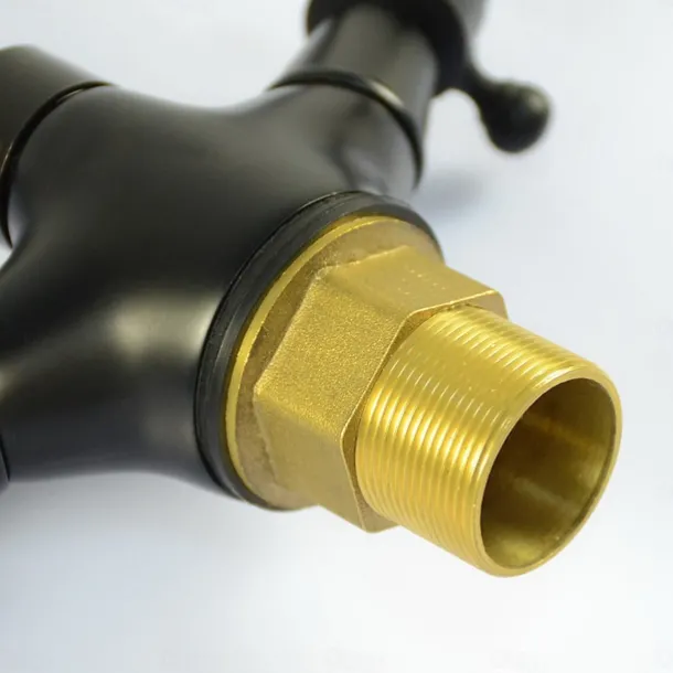 Copper Bathroom Sink Faucet,Black Deck Mounted Rotatable Faucet Set,Oil-rubbed Two Handles One Hole Bath Taps with Hot and Cold Switch