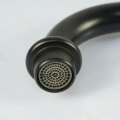 Copper Bathroom Sink Faucet,Black Deck Mounted Rotatable Faucet Set,Oil-rubbed Two Handles One Hole Bath Taps with Hot and Cold Switch