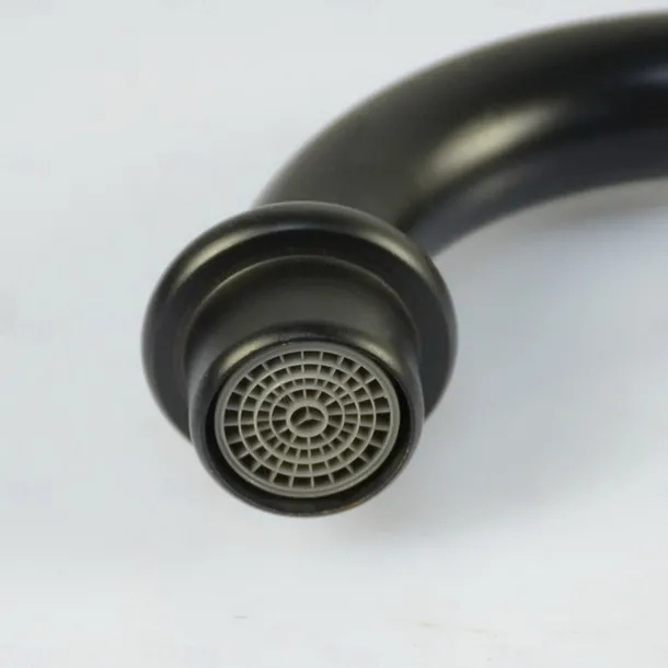 Copper Bathroom Sink Faucet,Black Deck Mounted Rotatable Faucet Set,Oil-rubbed Two Handles One Hole Bath Taps with Hot and Cold Switch