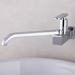 Copper Kitchen Sink Faucet,Waterfall Chrome Widespread Rotatable Single Handle One Hole Kitchen Taps with Ceramic Valve Cold Water Only