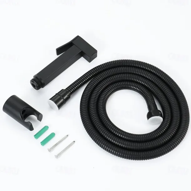 Copper Single Hole Bidet Black Toilet Handheld Bidet Sprayer Self-Cleaning Contemporary Cleaning Spray Gun Set