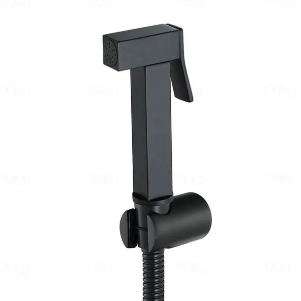 Copper Single Hole Bidet Black Toilet Handheld Bidet Sprayer Self-Cleaning Contemporary Cleaning Spray Gun Set