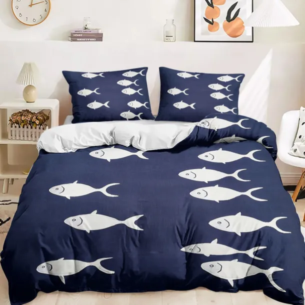 Coral Beach Duvet Cover Set Cotton Aqua Ocean Theme Pattern Set Soft 3-Piece Luxury Bedding Set Home Decor Gift Twin Full King Queen Size Duvet Cover