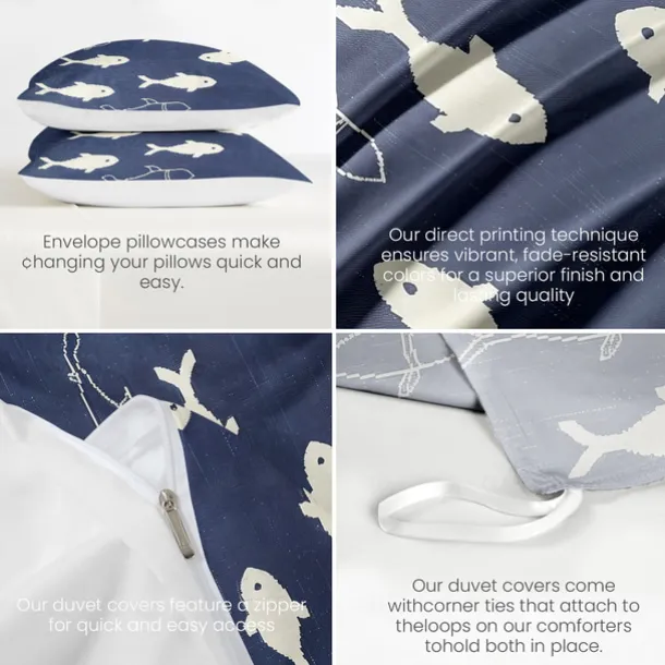 Coral Beach Duvet Cover Set Cotton Aqua Ocean Theme Pattern Set Soft 3-Piece Luxury Bedding Set Home Decor Gift Twin Full King Queen Size Duvet Cover