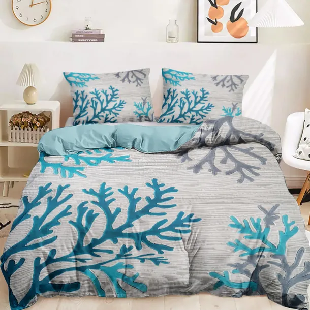 Coral Beach Duvet Cover Set Cotton Aqua Ocean Theme Pattern Set Soft 3-Piece Luxury Bedding Set Home Decor Gift Twin Full King Queen Size Duvet Cover