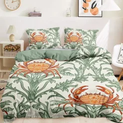 Coral Beach Duvet Cover Set Cotton Aqua Ocean Theme Pattern Set Soft 3-Piece Luxury Bedding Set Home Decor Gift Twin Full King Queen Size Duvet Cover