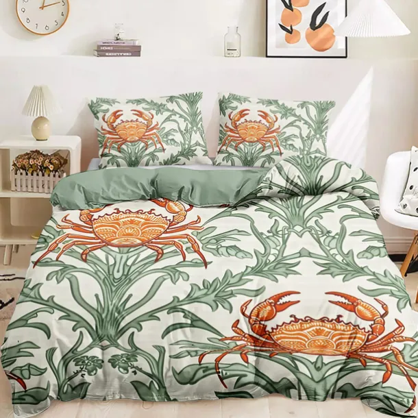 Coral Beach Duvet Cover Set Cotton Aqua Ocean Theme Pattern Set Soft 3-Piece Luxury Bedding Set Home Decor Gift Twin Full King Queen Size Duvet Cover