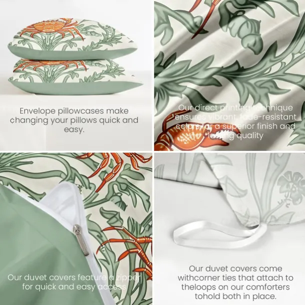 Coral Beach Duvet Cover Set Cotton Aqua Ocean Theme Pattern Set Soft 3-Piece Luxury Bedding Set Home Decor Gift Twin Full King Queen Size Duvet Cover